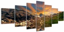 Mivali Tablou - Oglindirea în lacul montan, din șapte bucăți 210x100 cm (V021601V210100)