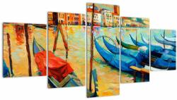 Mivali Tablou - Port în Veneția (cu ceas), din cinci bucăți 150x80 cm cu ceas (V023366V15080C)
