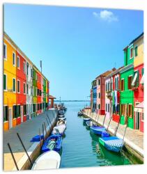 Mivali Tablou pe sticlă - Insula Burano, Veneția, Italia, dintr-o bucată 30x30 cm pe sticlă (V022522V3030GD)