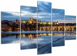 Mivali Tablou cu palatul din Praga și podul lui Carol, din cinci bucăți 150x105 cm (V020970V150105)