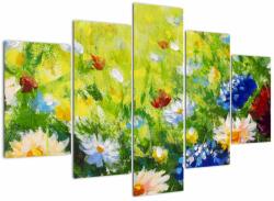 Mivali Tablou - Pictură în ulei, pajiște înflorită, din cinci bucăți 150x105 cm (V023039V150105)