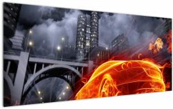 Mivali Tablou cu mașina în flăcărată, dintr-o bucată 120x50 cm (V022214V12050)