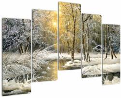Mivali Tablou - Cabană în pădure, pictură în uei, din cinci bucăți 125x90 cm (V023251V12590)