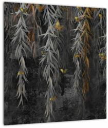 Mivali Tablou pe sticlă - Crenguțe de salcie, fundal negru, dintr-o bucată 40x40 cm pe sticlă (V022872V4040GD)