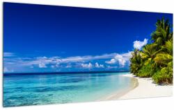 Mivali Tablou pe sticlă - Plaja tropicală, dintr-o bucată 100x50 cm pe sticlă (V023215V10050GD)