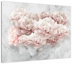 Mivali Tablou pe sticlă - Flori roz pe perete, dintr-o bucată 70x50 cm pe sticlă (V022389V7050GD)