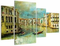 Mivali Tablou - Canalul de la Veneția și gondole (cu ceas), din patru bucăți 110x75 cm cu ceas (V023312V11075C)