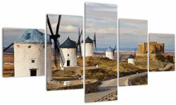 Mivali Tablou - Morile de vânt din Consuegra, Spania, din cinci bucăți 125x70 cm (V023470V12570)