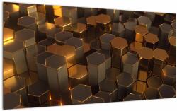 Mivali Tablou pe sticlă - Hexagoane de bronz, dintr-o bucată 100x50 cm pe sticlă (V022861V10050GD)