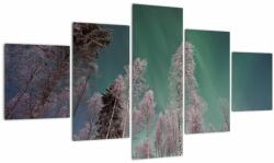 Mivali Tablou cu aurora borealis deasupra pomilor înghețați, din cinci bucăți 125x70 cm (V021684V12570)