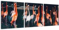 Mivali Tablou - turmă de flamingo, din trei bucăți 90x30 cm (V021626V9030)