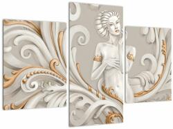 Mivali Tablou - Imagine a zeiței într-un fundal ornamental, din trei bucăți 90x60 cm (V022975V90603PCS)