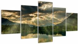 Mivali Tablou cu lac și soarele translucid, din cinci bucăți 150x80 cm (V021135V150805PCS)