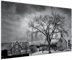 Mivali Tablou cu sat alb negru, dintr-o bucată 150x100 cm (V020397V150100)