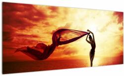Mivali Tablou - Silueta femeii la apus de soare, dintr-o bucată 100x40 cm (V023333V10040)