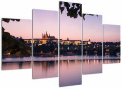 Mivali Tablou cu palatul din Praga și Vltava, din cinci bucăți 150x105 cm (V020901V150105)