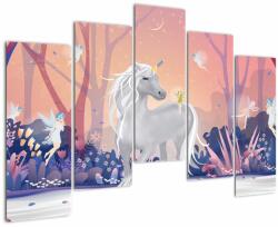 Mivali Tablou - Unicorn în pădurea fermecată, din cinci bucăți 125x90 cm (V023531V12590)