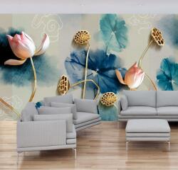 Mivali Fototapet -Flori cu aur, vlies, 539x389 cm (T100152TQ11)