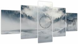 Mivali Tablou cu lupi (cu ceas), din cinci bucăți 150x80 cm cu ceas (V020863V15080C)
