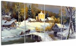 Mivali Tablou - Orășel iarna, din patru bucăți 160x80 cm (V023276V16080)