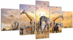 Mivali Tablou - Animae din Africa, din cinci bucăți 150x80 cm (V022143V150805PCS)