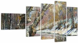 Mivali Tablou cu peisaj de iarnă pictat, din cinci bucăți 110x60 cm (V022213V11060)