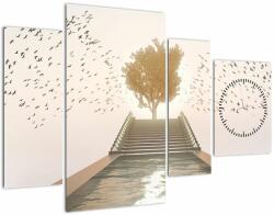 Mivali Tablou - Pod spre necunoscut (cu ceas), din patru bucăți 110x75 cm cu ceas (V023037V11075C)