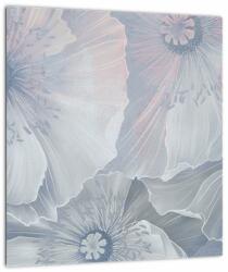 Mivali Tablou pe sticlă - Flori albastre pe perete, dintr-o bucată 30x30 cm pe sticlă (V022885V3030GD)