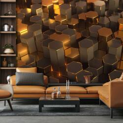 Mivali Fototapet - Hexagoane de bronz, vlies, 245x170 cm (T100328TQ5)
