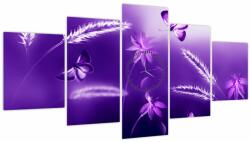 Mivali Tablou - Lunca cu fluturi (cu ceas), din cinci bucăți 150x80 cm cu ceas (V022400V15080C)