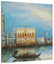 Mivali Tablou pe sticlă - Gondola care trece prin Veneția, pictură în ulei, dintr-o bucată 40x40 cm pe sticlă (V023323V4040GD)