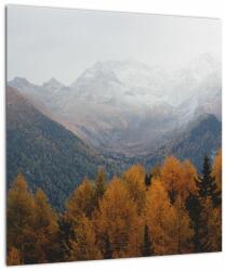 Mivali Tablou pe sticlă - Crestele munților, dintr-o bucată 40x40 cm pe sticlă (V022715V4040GD)