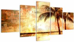 Mivali Tablou - Palmieri pe plajă, din cinci bucăți 150x80 cm (V023254V150805PCS)