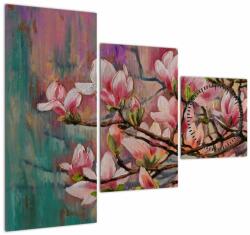 Mivali Tablou - Pictură în ulei, Sakura în floare (cu ceas), din trei bucăți 90x70 cm cu ceas (V022819V9070C)