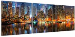 Mivali Tablou cu Manhattan noaptea, din trei bucăți 120x40 cm (V020823V12040)