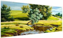 Mivali Tablou - Râu între câmpii, pictură în ulei, dintr-o bucată 250x125 cm (V023241V250125)
