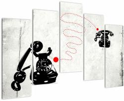 Mivali Tablou - Desen de telefon în stilul lui Banksy, din cinci bucăți 125x90 cm (V023466V12590)