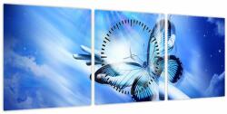 Mivali Tablou - Fluture, simbolul speranței (cu ceas), din trei bucăți 90x30 cm cu ceas (V022518V9030C)
