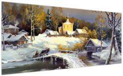 Mivali Tablou - Orășel iarna, dintr-o bucată 200x100 cm (V023276V200100)