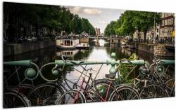 Mivali Tablou pe sticlă cu bicicleta în oraș, dintr-o bucată 100x50 cm pe sticlă (V020595V10050GD)