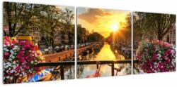 Mivali Tablou - Răsărit de soare la Amsterdam, din trei bucăți 120x40 cm (V022467V12040)