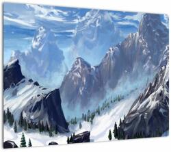 Mivali Tablou pe sticlă - Munții pictați, dintr-o bucată 70x50 cm pe sticlă (V022096V7050GD)