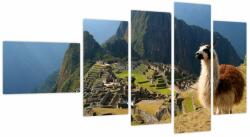 Mivali Tablou - Lama și Machu Picchu, din cinci bucăți 110x60 cm (V023712V11060)