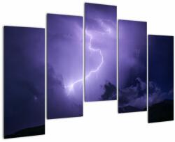 Mivali Tablou - cerul violet cu fulger, din cinci bucăți 125x90 cm (V020062V12590)