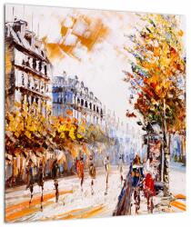 Mivali Tablou pe sticlă - Strada din Paris, dintr-o bucată 40x40 cm pe sticlă (V023198V4040GD)
