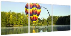 Mivali Tablou cu balon cu aer cald pe un lac (cu ceas), din trei bucăți 90x30 cm cu ceas (V020217V9030C)