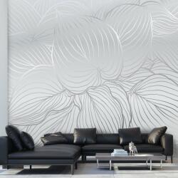 Mivali Fototapet - Contururi argintii ale frunzelor, vlies, 539x389 cm (T101022TQ11)