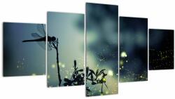 Mivali Tablou - Libelula în noaptea strălucitoare, din cinci bucăți 150x80 cm (V023116V150805PCS)