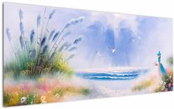 Mivali Tablou - Plaja romantică, pictură în ulei, dintr-o bucată 120x50 cm (V023170V12050)