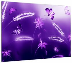 Mivali Tablou pe sticlă - Lunca cu fluturi, dintr-o bucată 70x50 cm pe sticlă (V022400V7050GD)